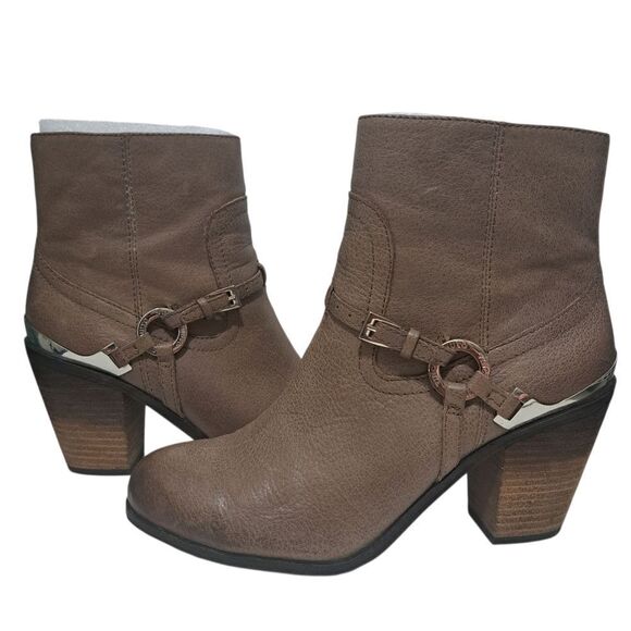Vince Camuto Gregger Leather Ankle Zip Up Western Boots Preppy Brown/Tan Size 7 - Picture 3 of 17